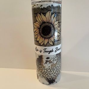 Life is tough Darlin tumbler. 20 oz. Western  with straw and sliding lid